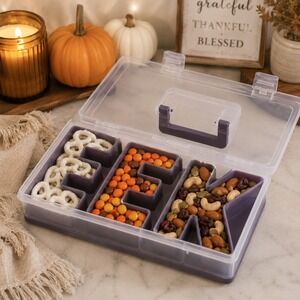 Cook With Color Halloween EEK Snack Box Purple 3 Compartment Travel Tray NEW